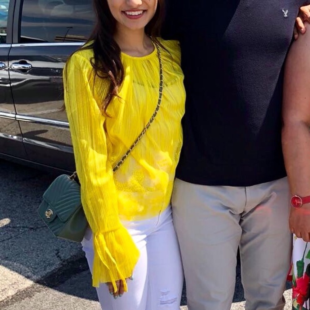 Topshop yellow flowy top
